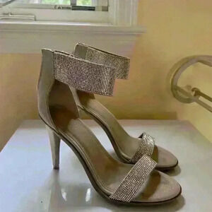 Kenneth Cole Reaction Bella Mea Rhinestone Strappy Heels Brown Size 8.5